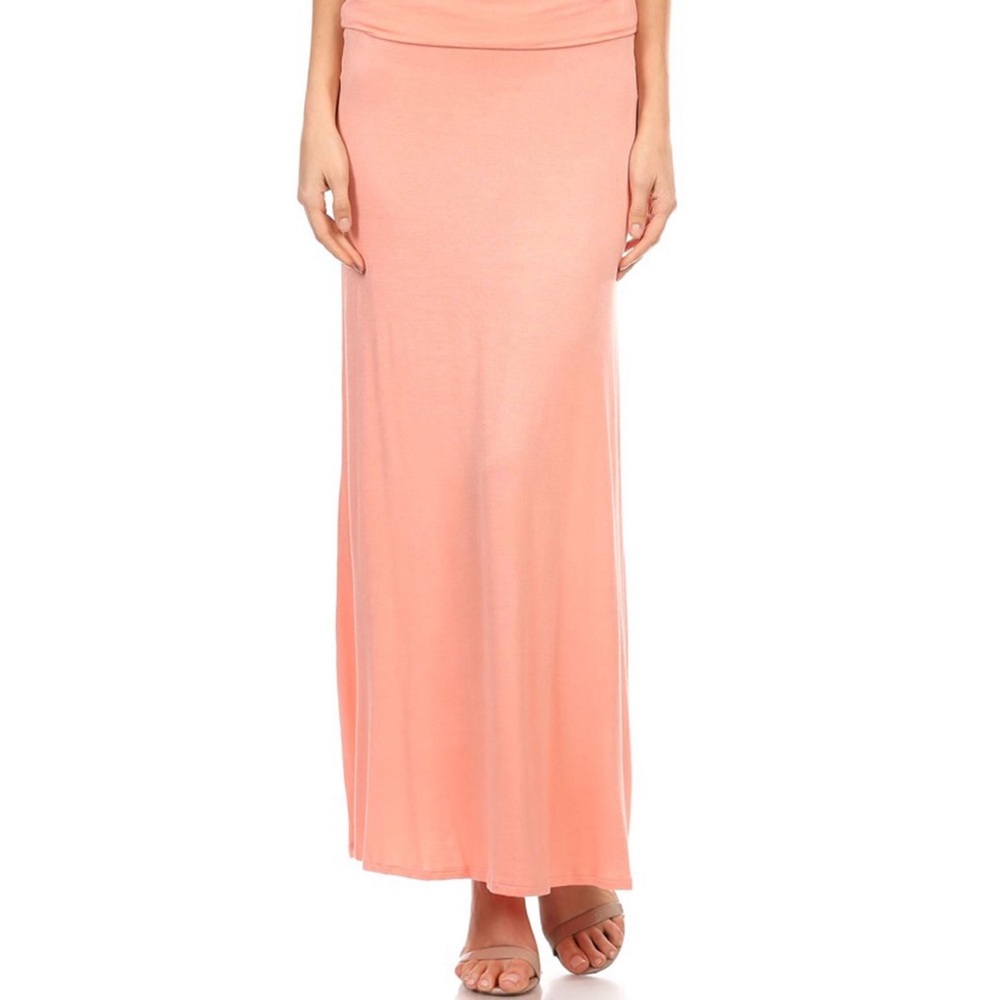 Peach MOA High Waisted Maxi Skirt